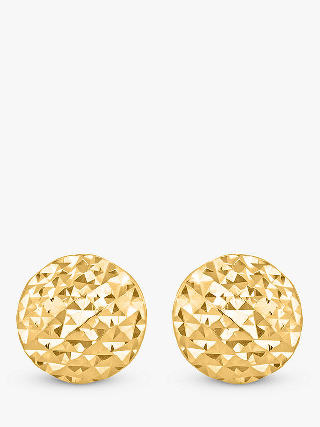 IBB 9ct Gold Diamond Cut Button Stud Earrings