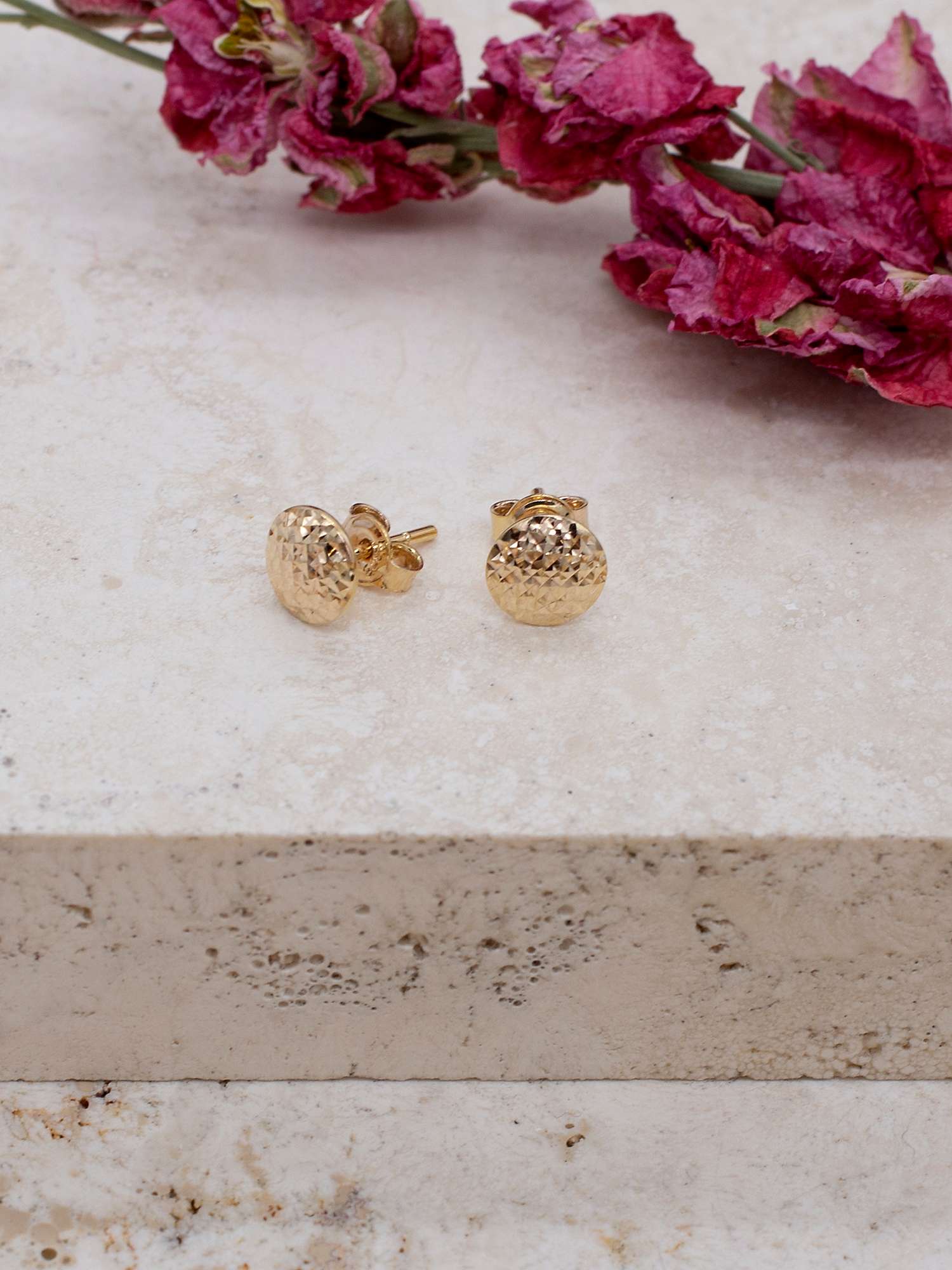 Buy IBB 9ct Gold Diamond Cut Button Stud Earrings Online at johnlewis.com