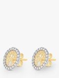 IBB 9ct Gold Cubic Zirconia Life Tree Stud Earrings, Yellow Gold/White Gold