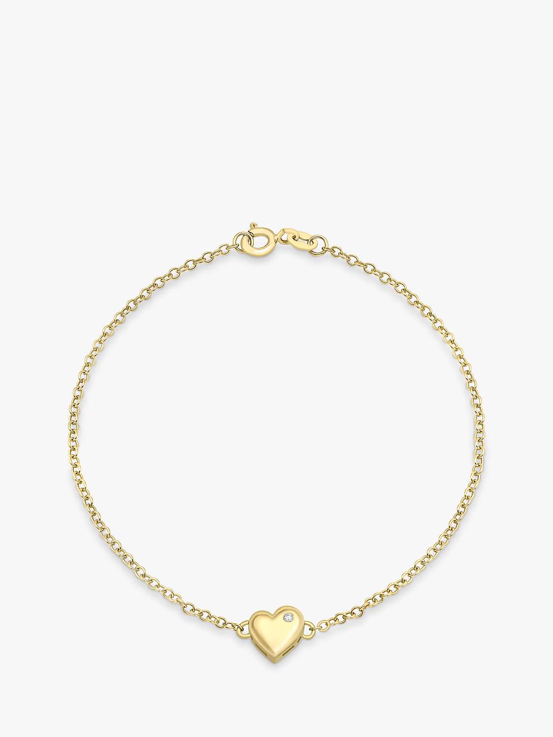 Buy IBB 9ct Gold Diamond Heart Chain Bracelet Online at johnlewis.com