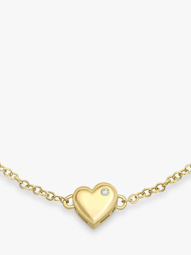 IBB 9ct Gold Diamond Heart Chain Bracelet