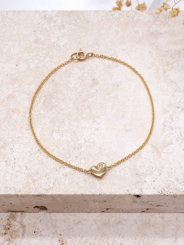 IBB 9ct Gold Diamond Heart Chain Bracelet