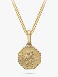 IBB 9ct Gold St Christopher Diamond Cut Satin Octagonal Pendant Necklace