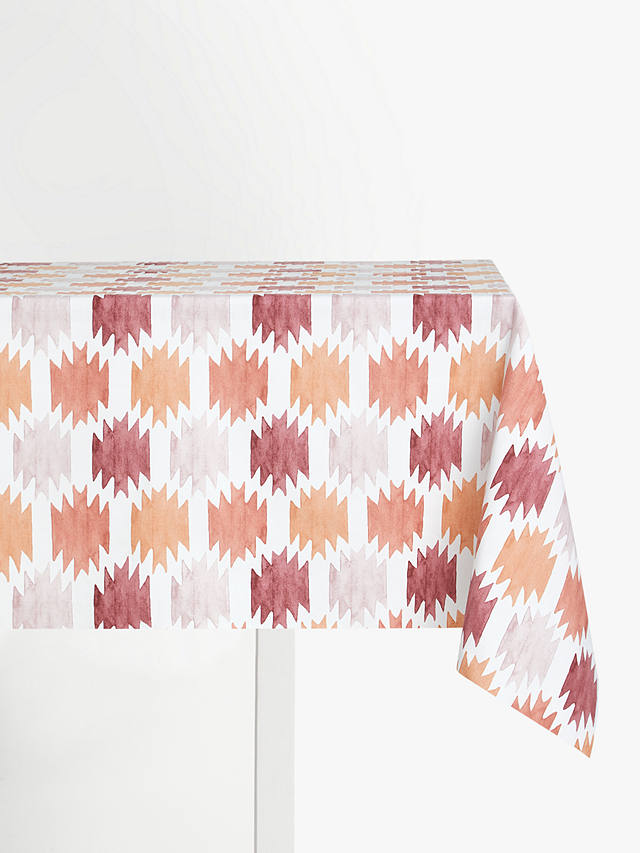 John Lewis & Partners Fusion Geo PVC Tablecloth Fabric, Terracotta