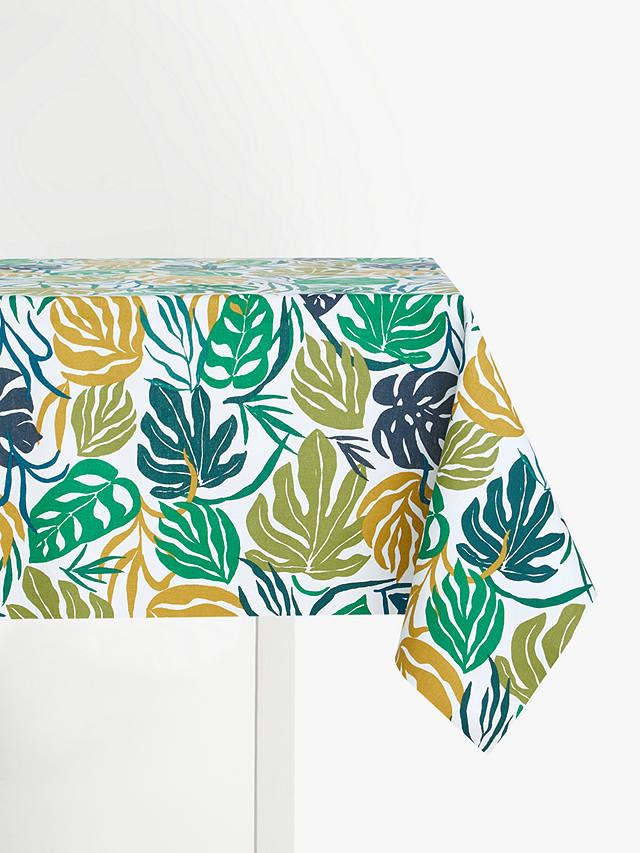 John Lewis & Partners Tropical Plants PVC Tablecloth Fabric, Green