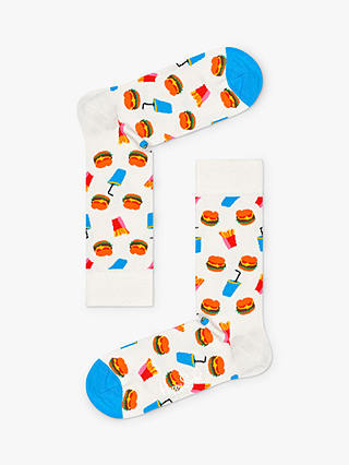 Happy Socks Burger Socks, One Size, White