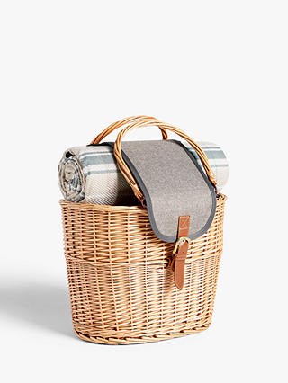 John Lewis & Partners Willow Picnic Basket Cooler Bag & Rug, 12L, Natural