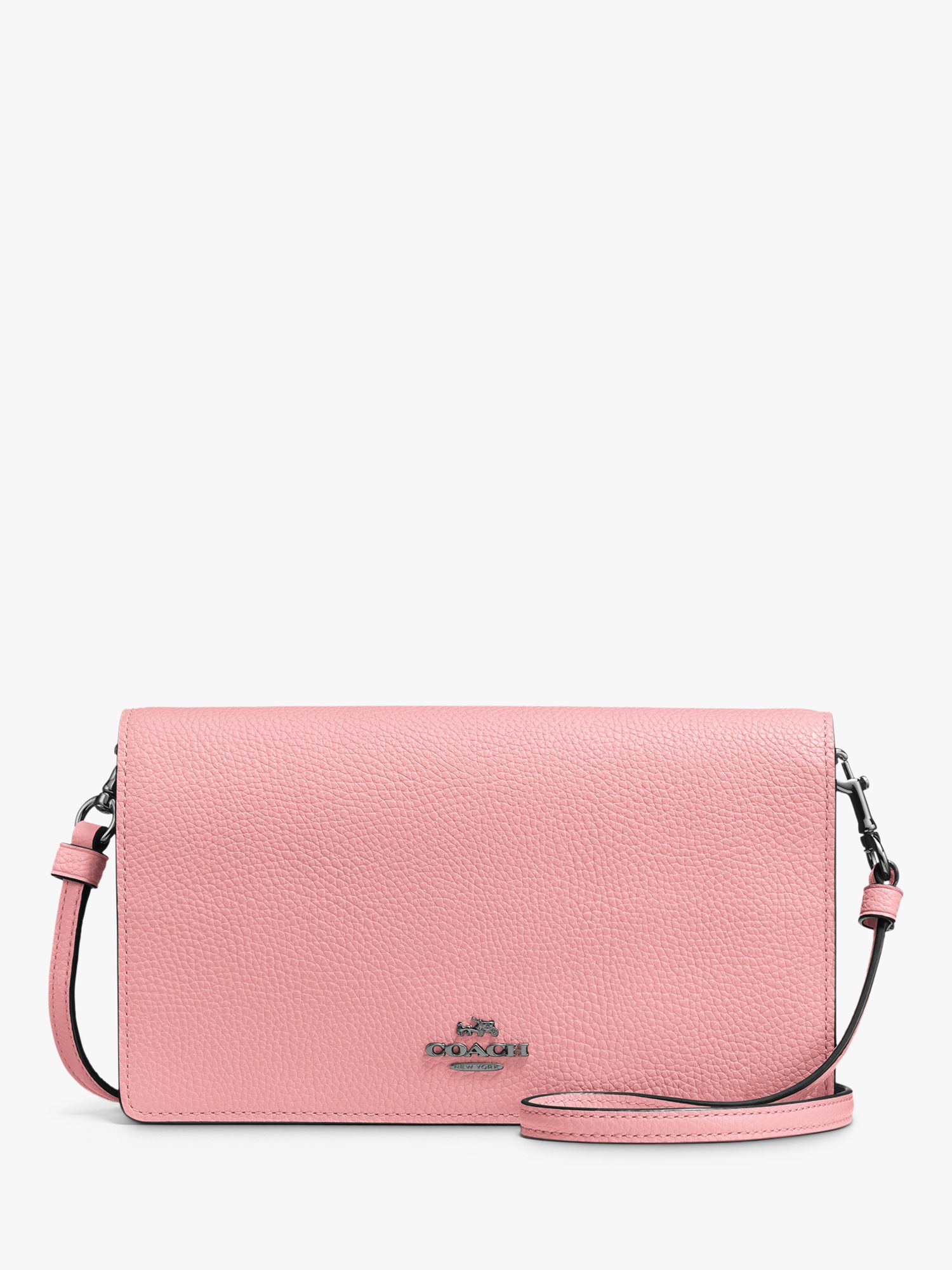 Coach Leather Foldover Cross Body Bag, Vintage Pink at John Lewis ...