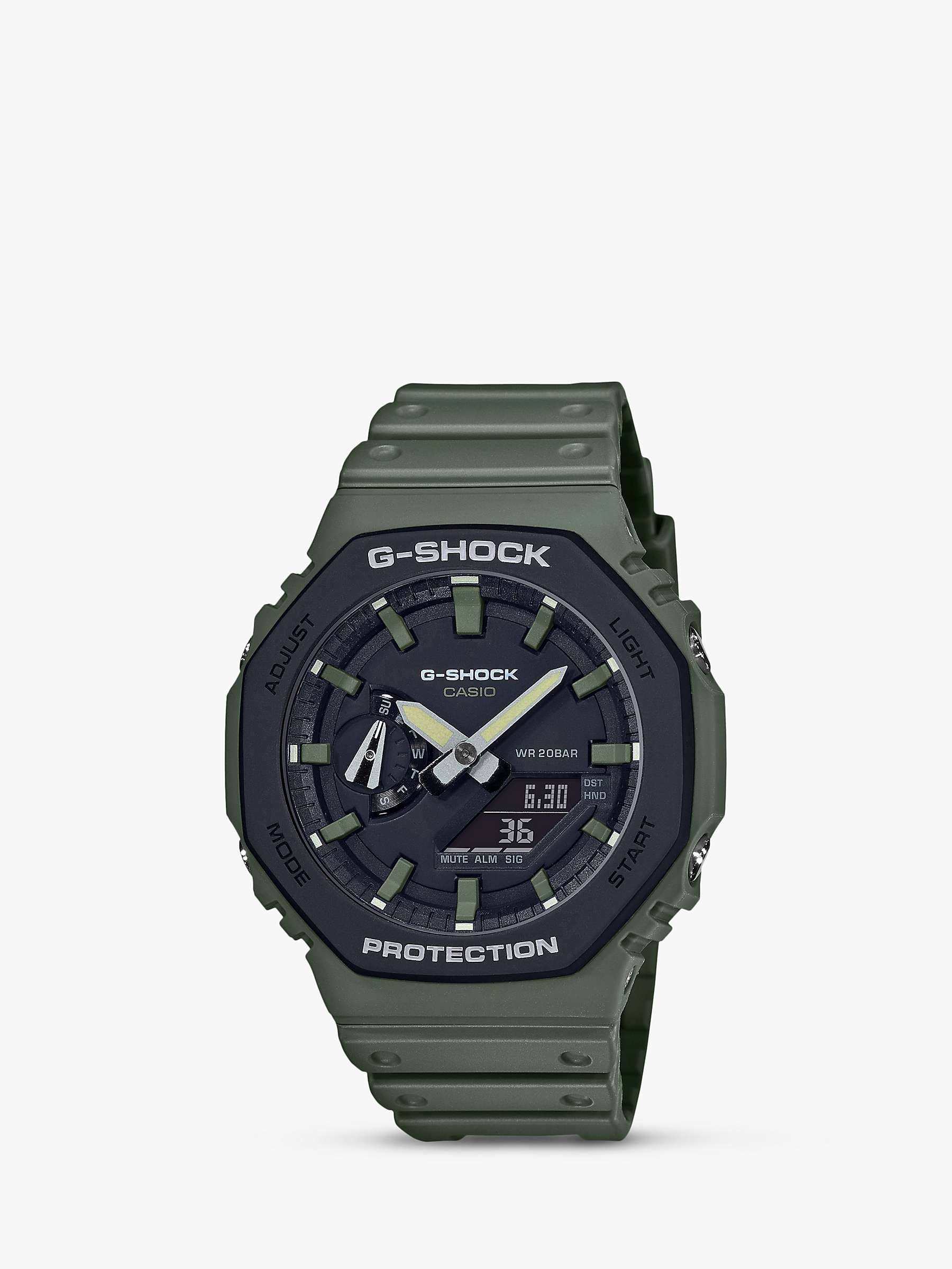Buy Casio GA-2110SU-3AER Men's G-Shock Resin Strap Watch, Green/Black Online at johnlewis.com