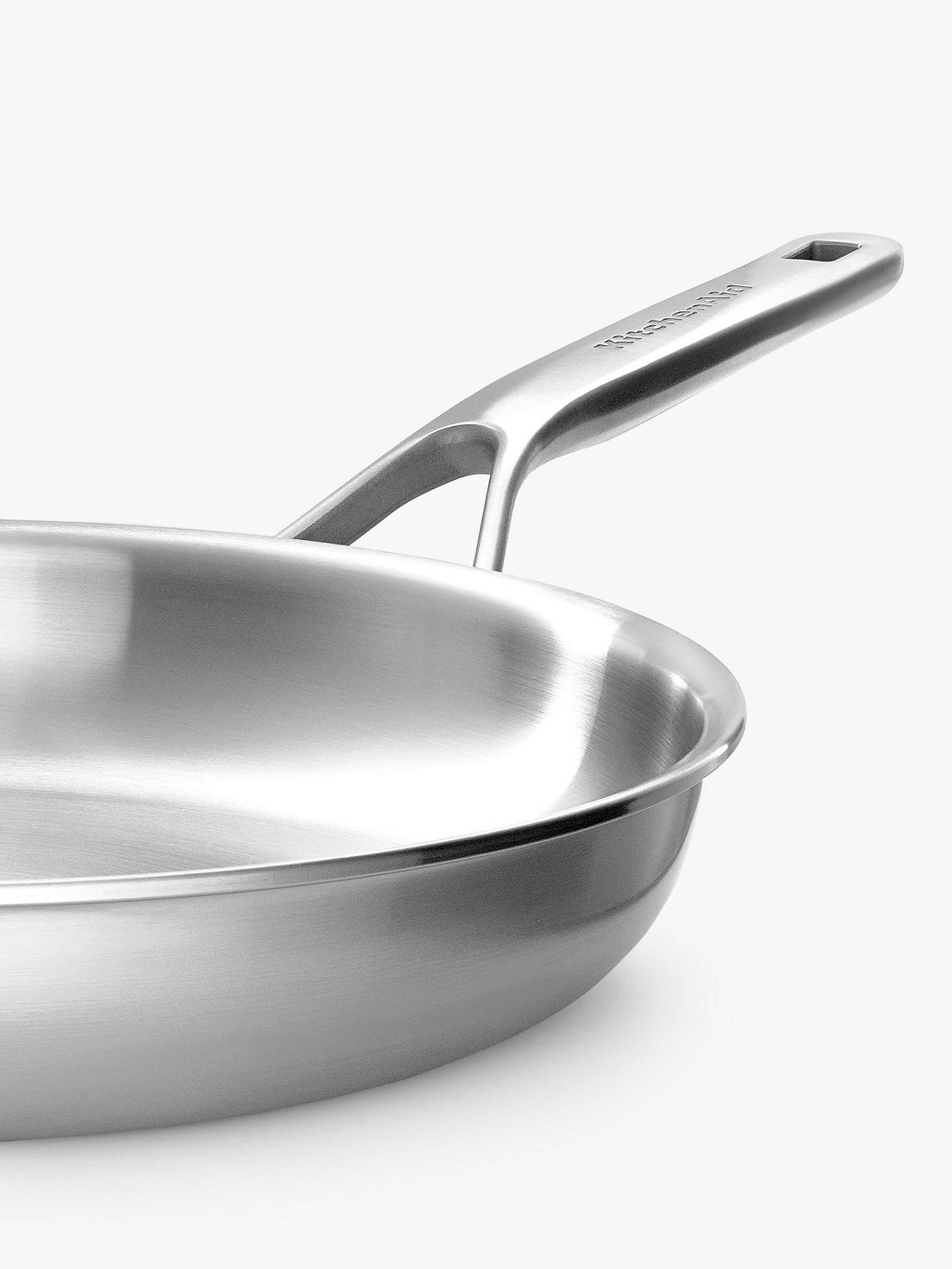 Uncoated Stainless Steel Frying Pan