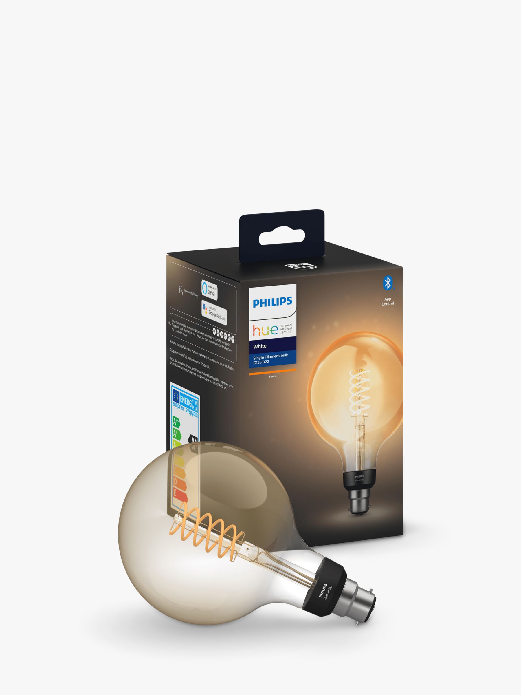 Photo of Philips hue white 7w b22 led single filament g125 dimmable bulb with bluetooth
