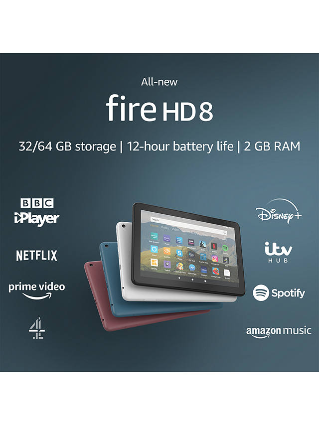 Amazon Fire HD 8 Tablet (10th Generation) with Alexa Hands-Free, Quad-core, Fire OS, Wi-Fi, 32GB, 8", with Special Offers, Black