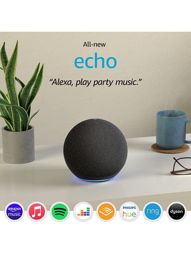 Amazon Echo Smart Speaker & Home Hub with Premium Sound & Alexa Voice Recognition & Control, 4th Generation, Charcoal