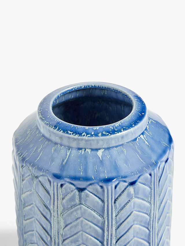 John Lewis Palm Vase, H21.5cm, Blue