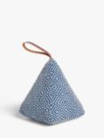 John Lewis Pyramid Door Stop with Leather Strap, Navy Diamond