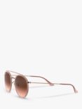Ray-Ban RB3647N Unisex Double Bridge Oval Sunglasses, Pink/Brown Gradient