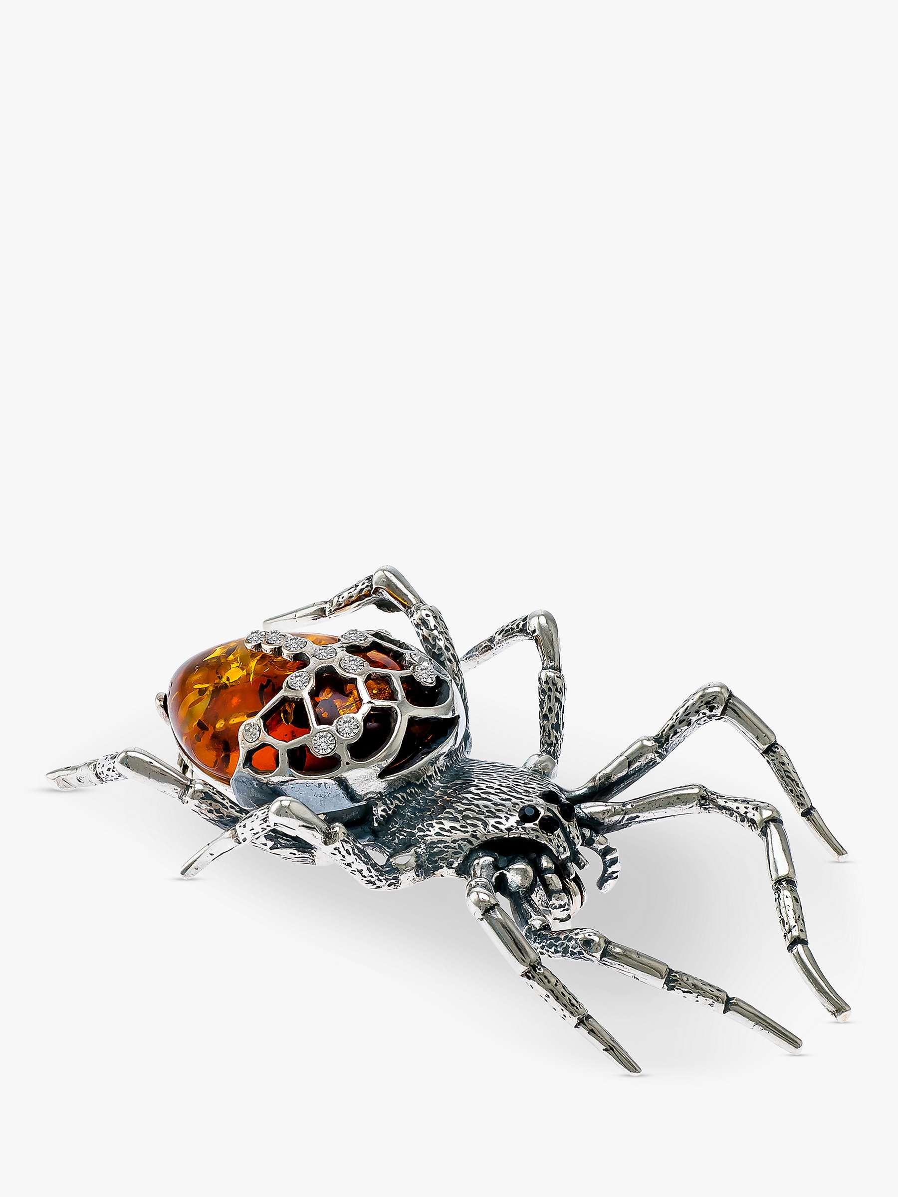 Buy Be-Jewelled Baltic Amber Spider Brooch, Silver/Cognac Online at johnlewis.com