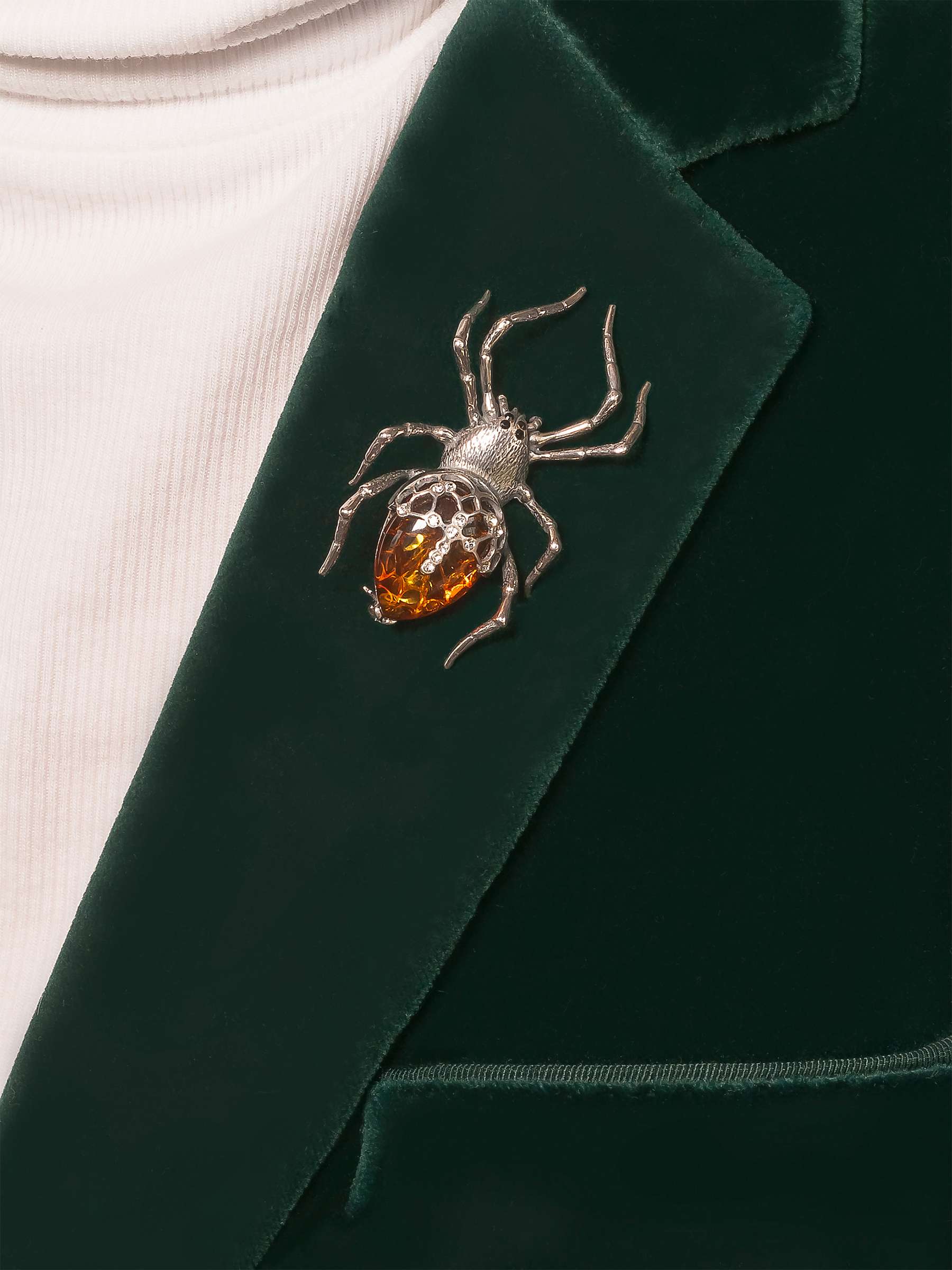 Buy Be-Jewelled Baltic Amber Spider Brooch, Silver/Cognac Online at johnlewis.com