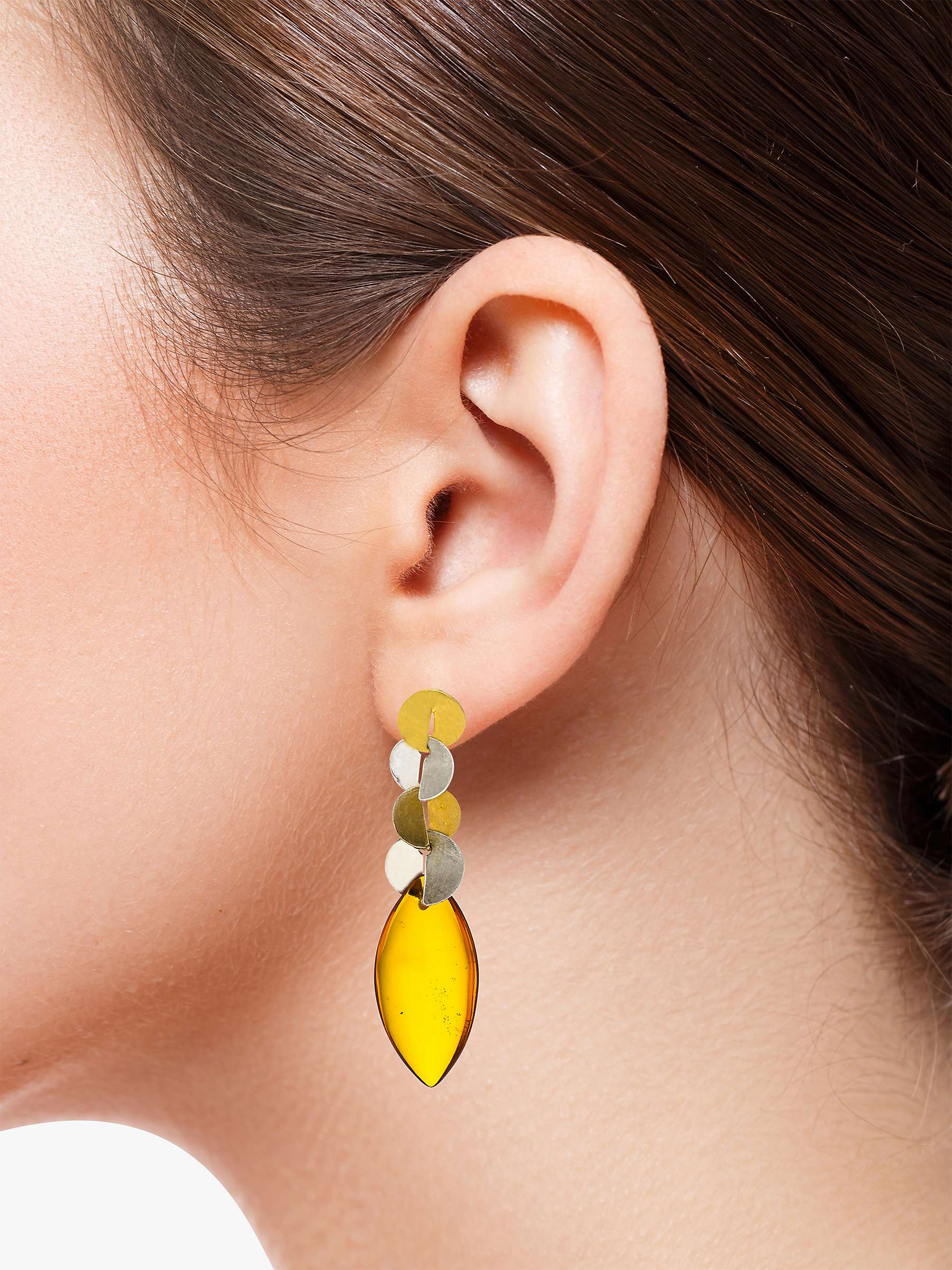 Buy Be-Jewelled Baltic Amber Cut Circle Drop Earrings, Multi Online at johnlewis.com