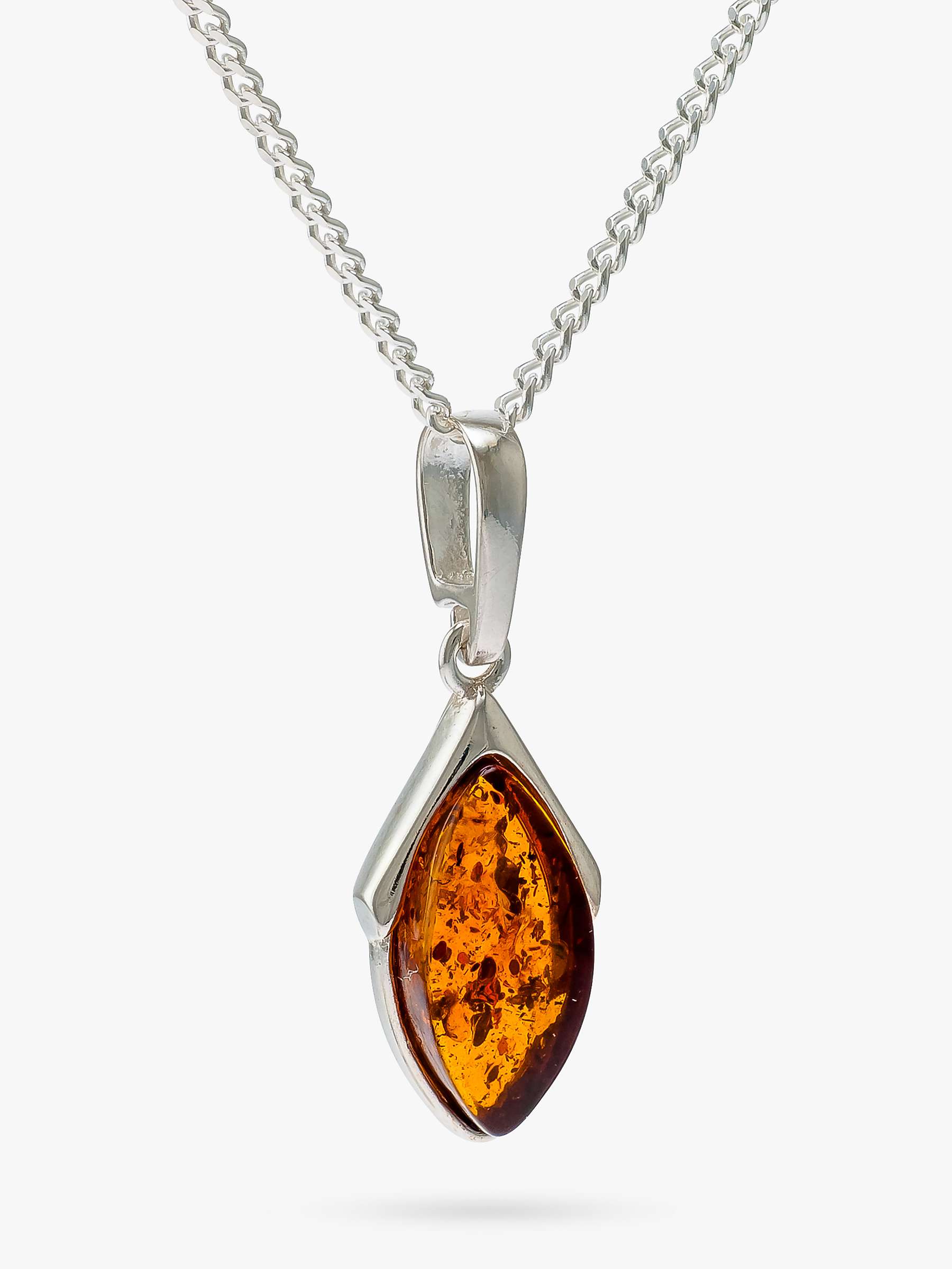 Buy Be-Jewelled Marquise Baltic Amber Pendant Necklace, Silver/Cognac Online at johnlewis.com