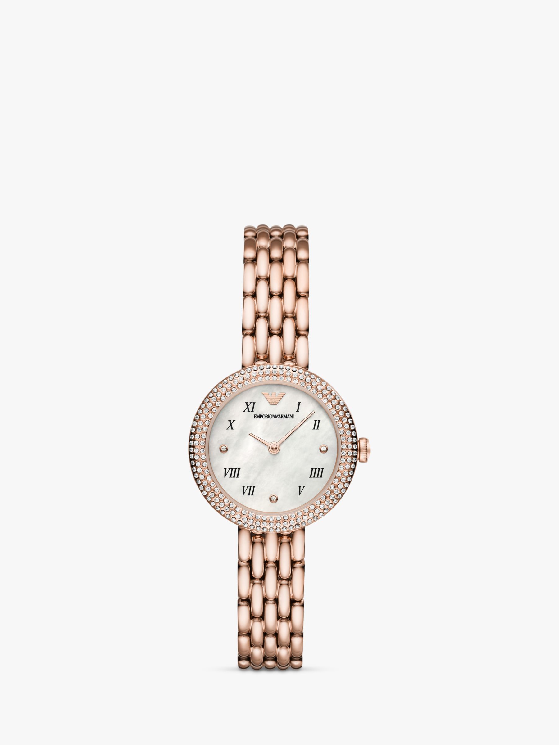 Emporio Armani AR11355 Women's Crystal Bracelet Strap Watch, Rose Gold ...