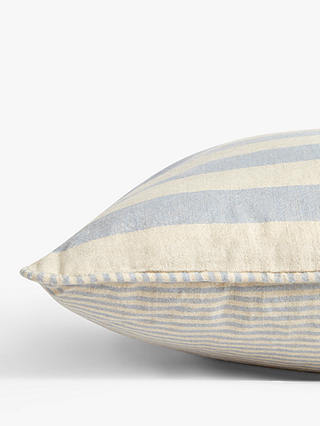 John Lewis ANYDAY Reverse Stripe Cushion, Light Blue