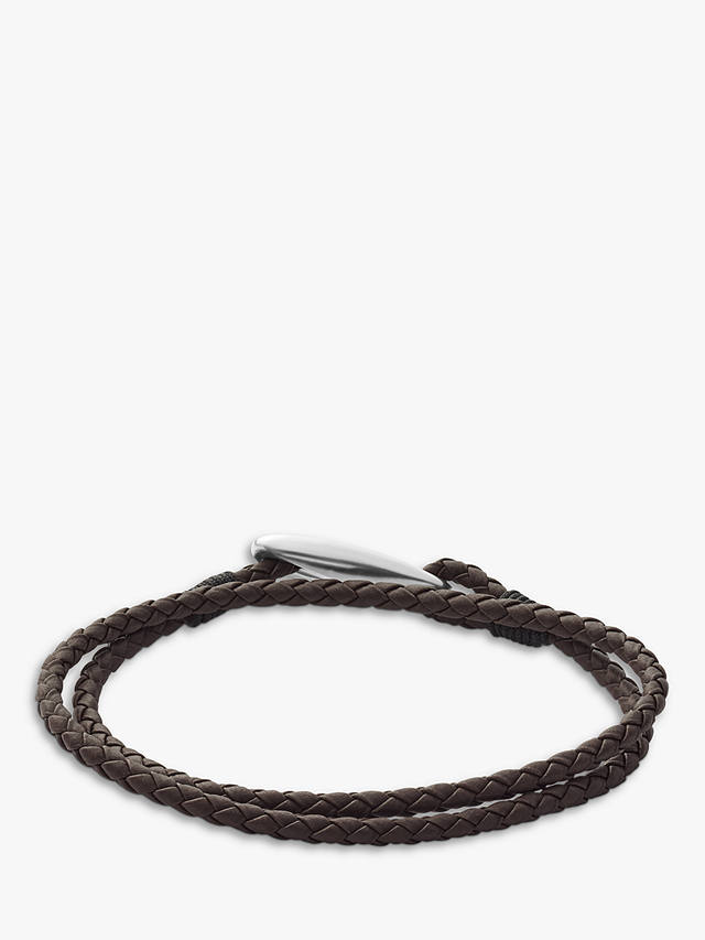 Skagen Men's Leather Wrap Bracelet, Brown/Silver SKJM0174040 