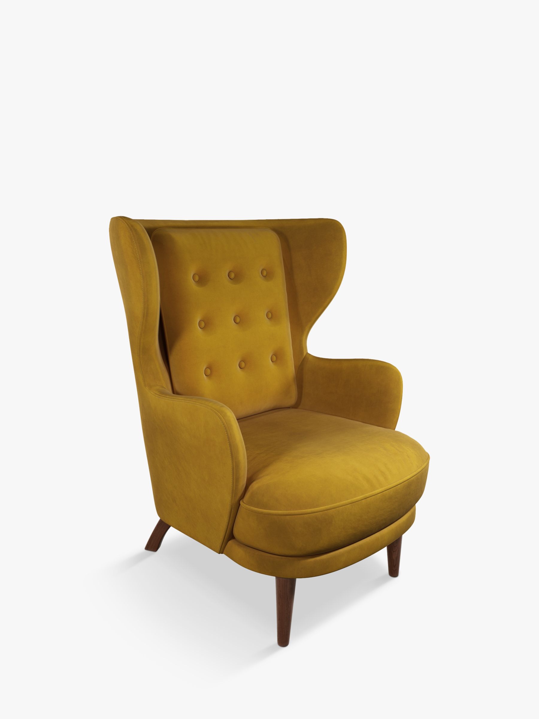 John Lewis & Partners Canopy Armchair, Dark Leg, Saffron Velvet
