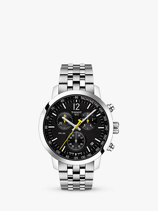 Tissot T1144171105700 Men's PRC 200 Chronograph Date Bracelet Strap Watch, Silver/Black