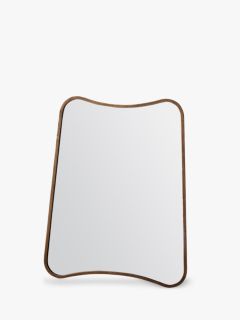 Kurva Curved Metal Corners Rectangular Wall Mirror, 81 x 61cm, Gold