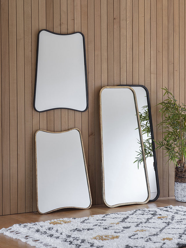 Kurva Curved Metal Corners Leaner Mirror, 123 x 56.5cm, Black