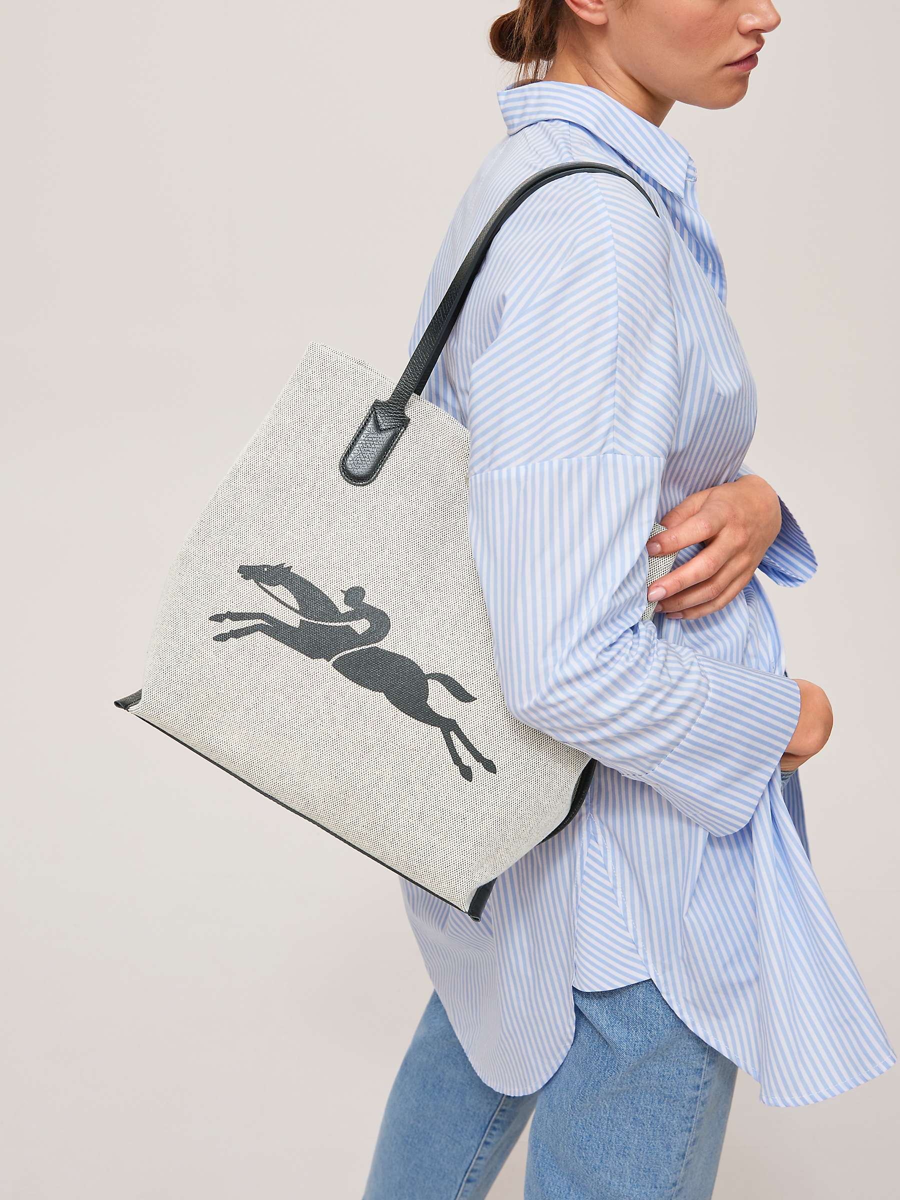 Buy Longchamp Roseau Large Canvas Shopper Bag, Ecru Online at johnlewis.com