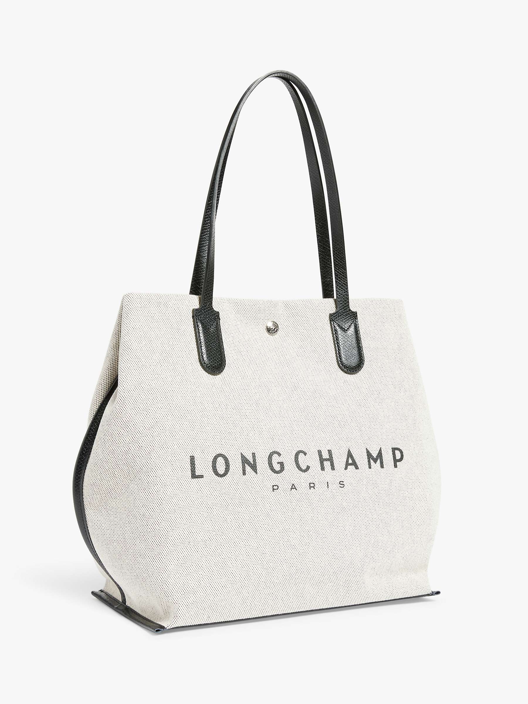 Buy Longchamp Roseau Large Canvas Shopper Bag, Ecru Online at johnlewis.com