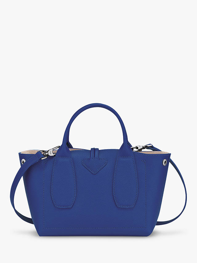 Longchamp Roseau Small Leather Top Handle Bag, Blue at John Lewis ...