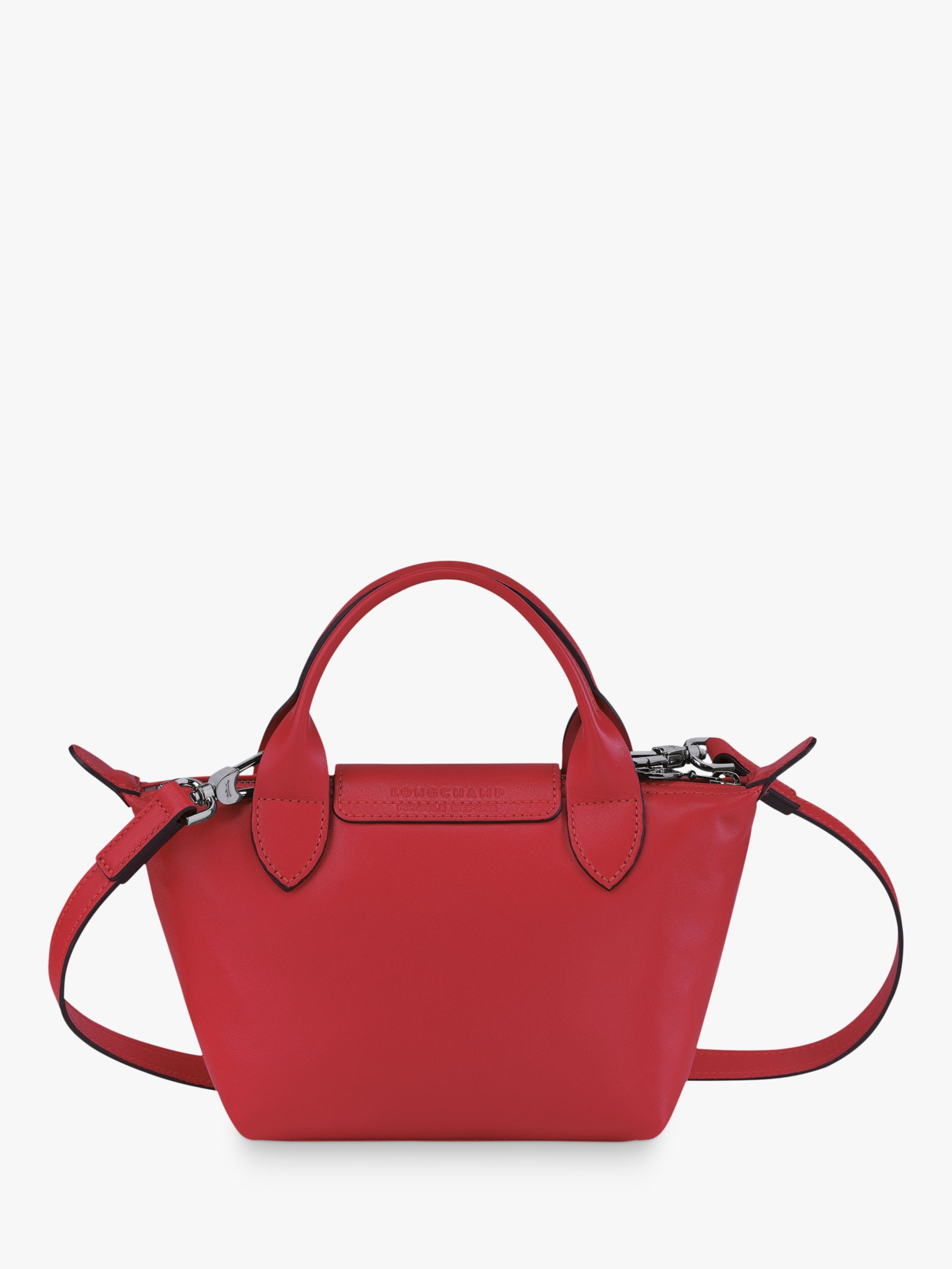 Longchamp Le Pliage Cuir Mini Leather Top Handle Bag, Red