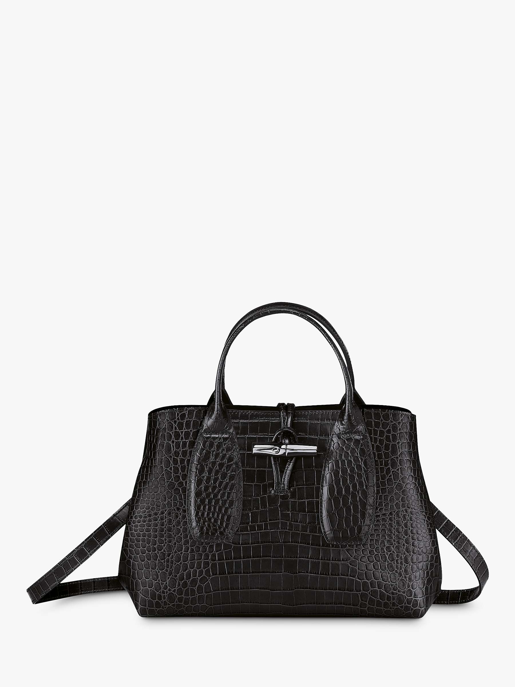 Buy Longchamp Roseau Medium Croc-Embossed Leather Top Handle Bag Online at johnlewis.com
