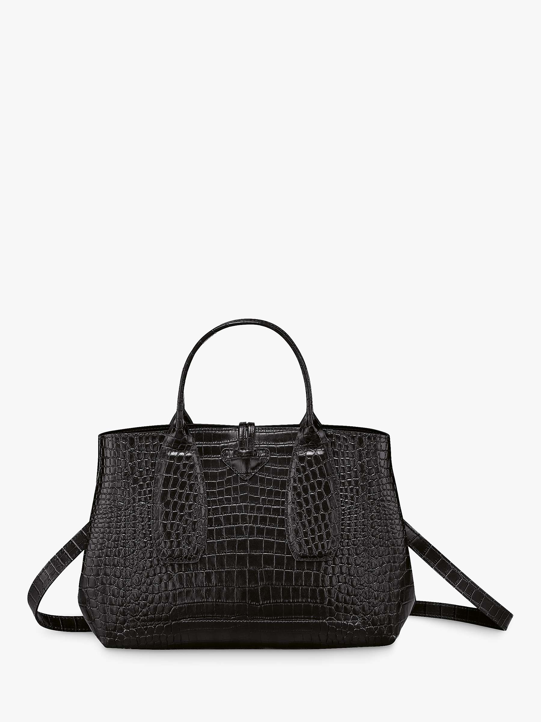 Buy Longchamp Roseau Medium Croc-Embossed Leather Top Handle Bag Online at johnlewis.com