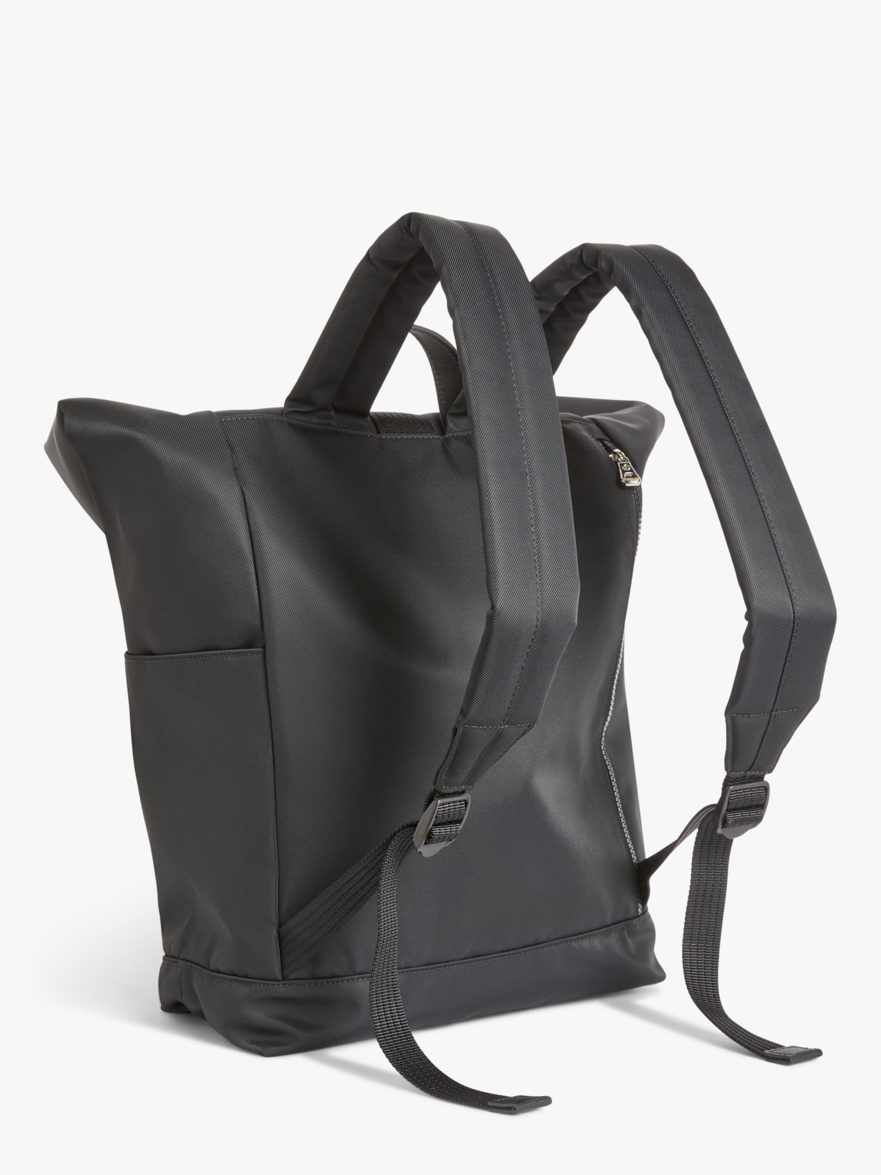 Longchamp Green District ECONYL® Roll Up Backpack, Black at John Lewis ...