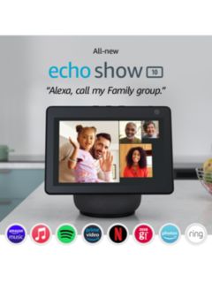 Amazon Echo Show 10 Smart Speaker with 10.1" Screen, Motion & Alexa Voice Recognition & Control, 3rd Generation, Charcoal