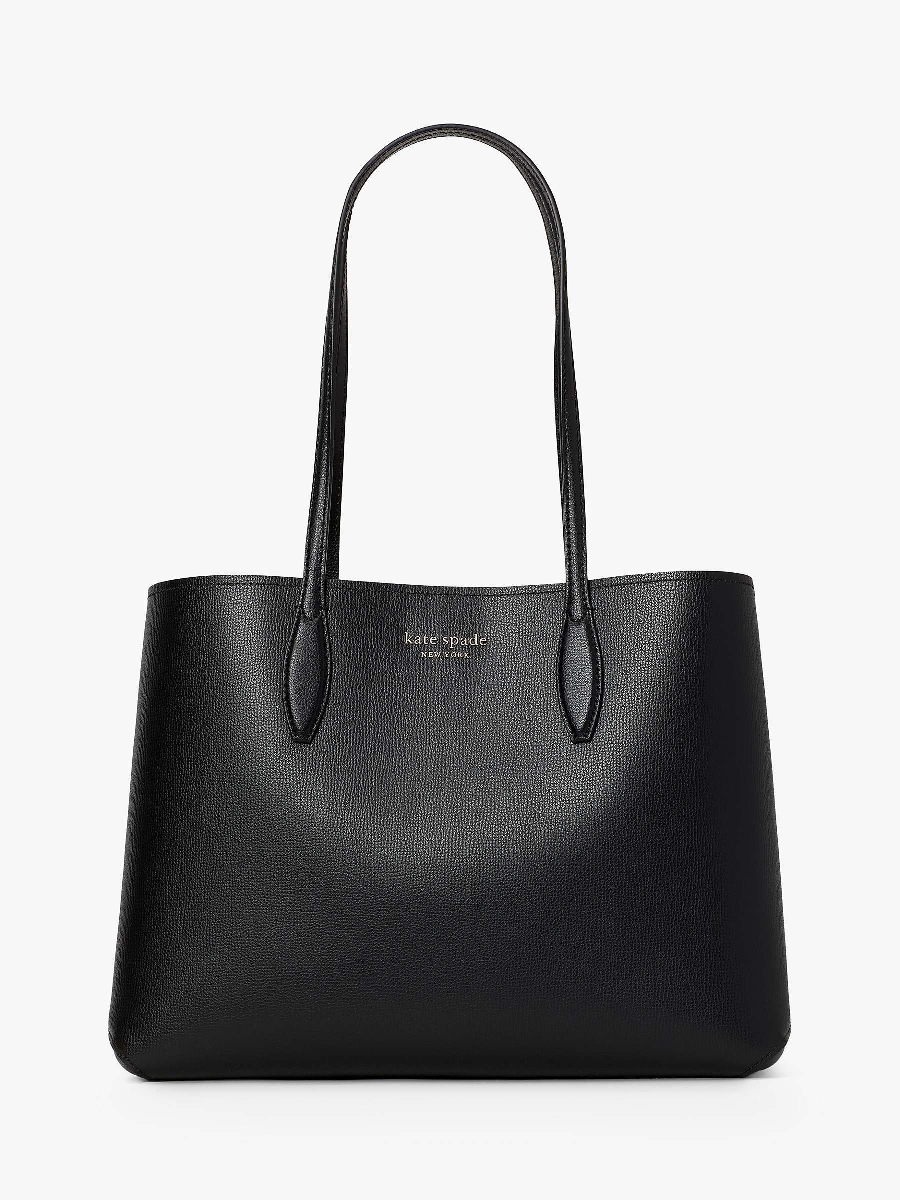 kate spade new york All Day Leather Large Tote Bag, Black at John Lewis ...