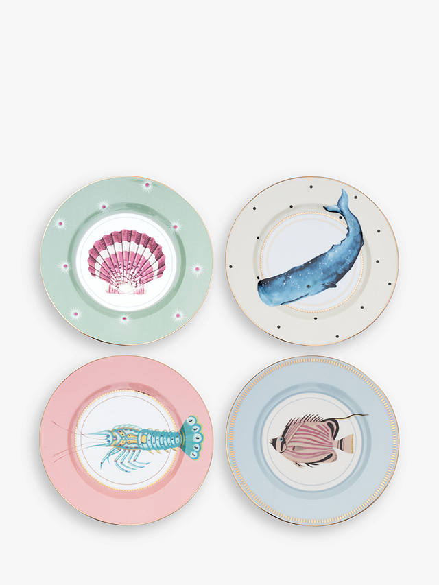 Yvonne Ellen Sea Creature Side Plates, Set of 4, 20cm, Multi
