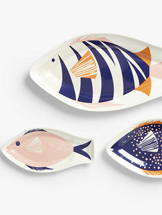 John Lewis & Partners Fish Nesting Plates, Set of 3