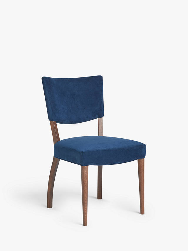John Lewis Partners Parisian Velvet, Dark Blue Wood Dining Chairs