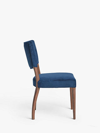 John Lewis Partners Parisian Velvet, Dark Blue Wood Dining Chairs