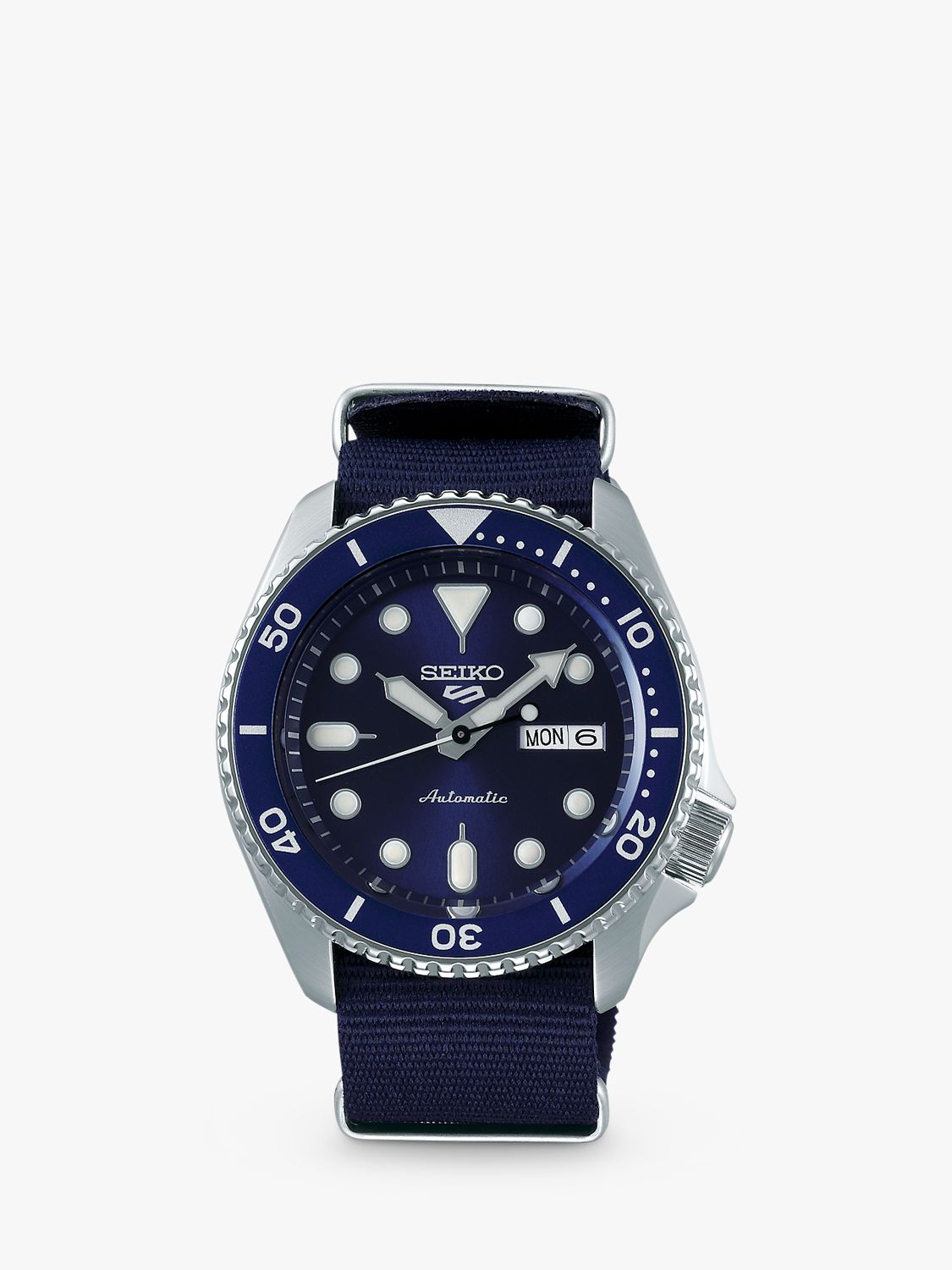 Seiko SRPD51K2 Men's 5 Sports Automatic Day Date Nato Fabric Strap Watch, Blue