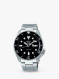 Seiko SRPD55K1 Men's 5 Sports Automatic Day Date Bracelet Strap Watch, Silver/Black