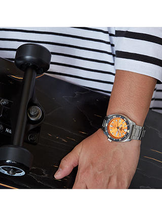 Seiko SRPD59K1 Men's 5 Sports Automatic Day Date Bracelet Strap Watch, Silver/Orange