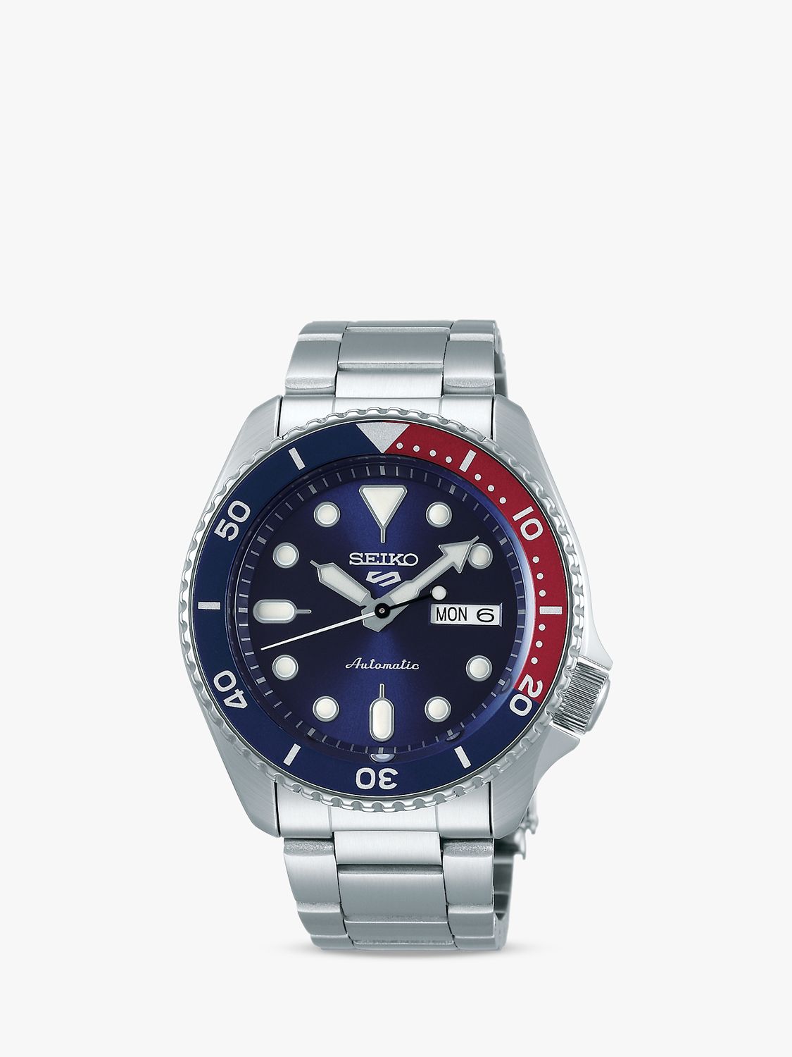 Seiko Men's 5 Sports Automatic Day Date Bracelet Strap Watch, Silver/Blue  SRPD53K1 at John Lewis & Partners