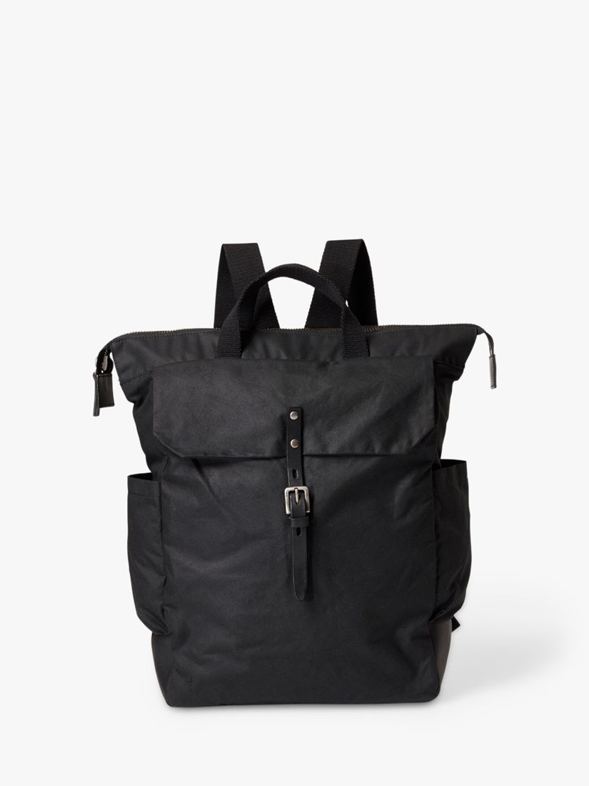Ally Capellino Fin Waxed Cotton Rucksack, Black at John Lewis & Partners