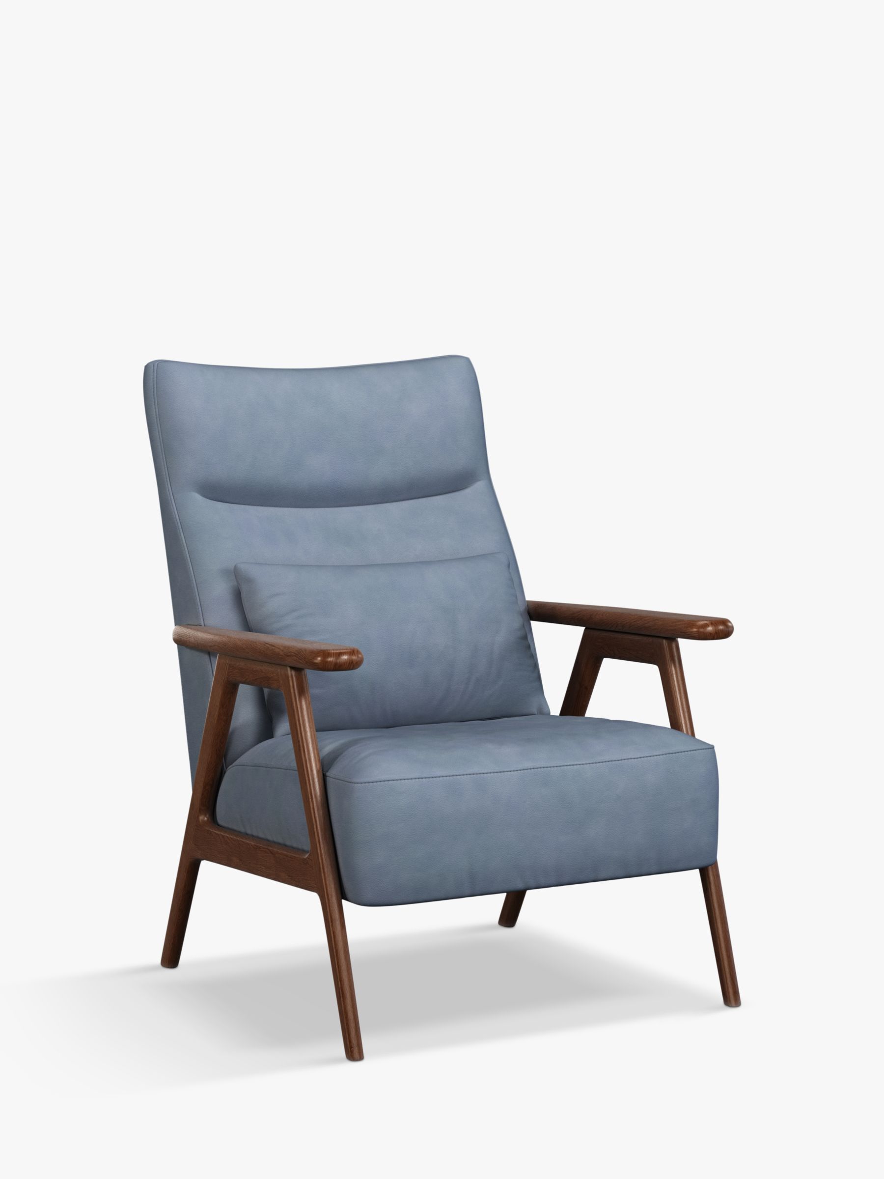 Hendricks Range, John Lewis Hendricks High Back Leather Accent Chair, Dark Leg, Soft Touch Blue